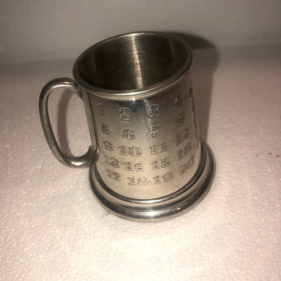 Vtg Birks Pewter Childs Mini Cup Mug Alphabet Letters Numbers Space To Engrave - Picture 3 of 9